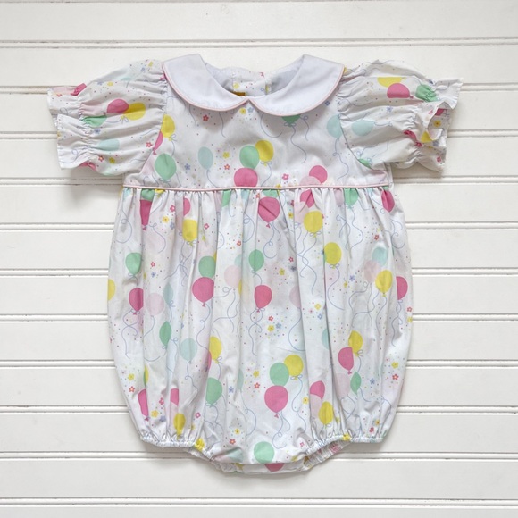 TBBC NWOT Holly Day Colorful Balloon Print Peter Pan Collar Poplin Bubble